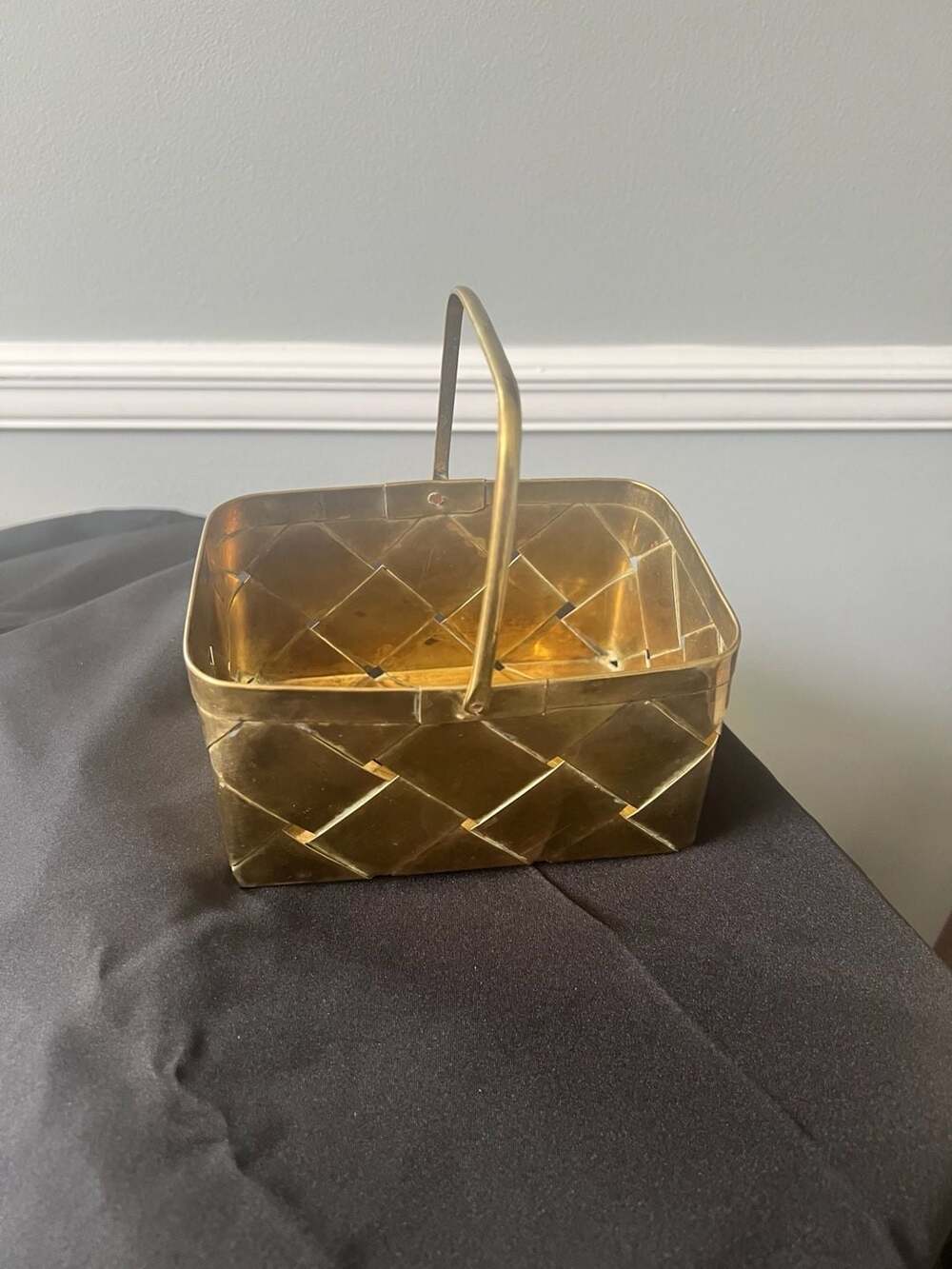 Vintage Woven Brass Basket Made in India
